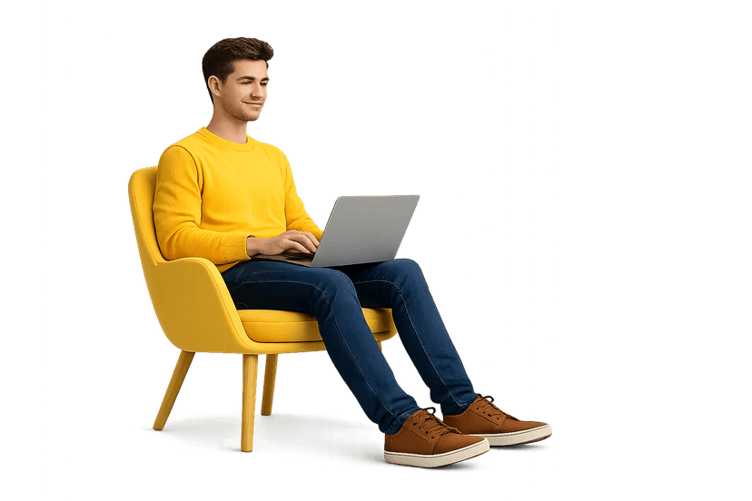 Boy sitting with laptop